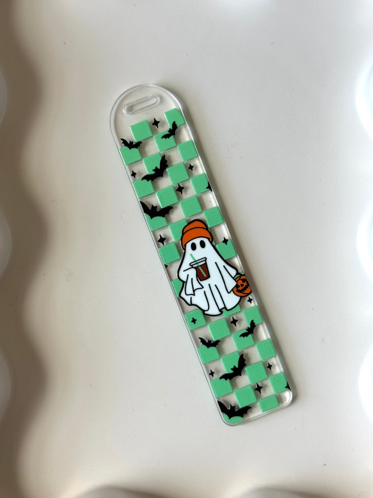 Checkered Fall Ghostie Bookmark