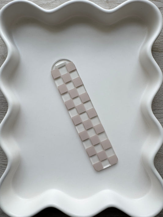 Simple Checks Bookmark - Beige