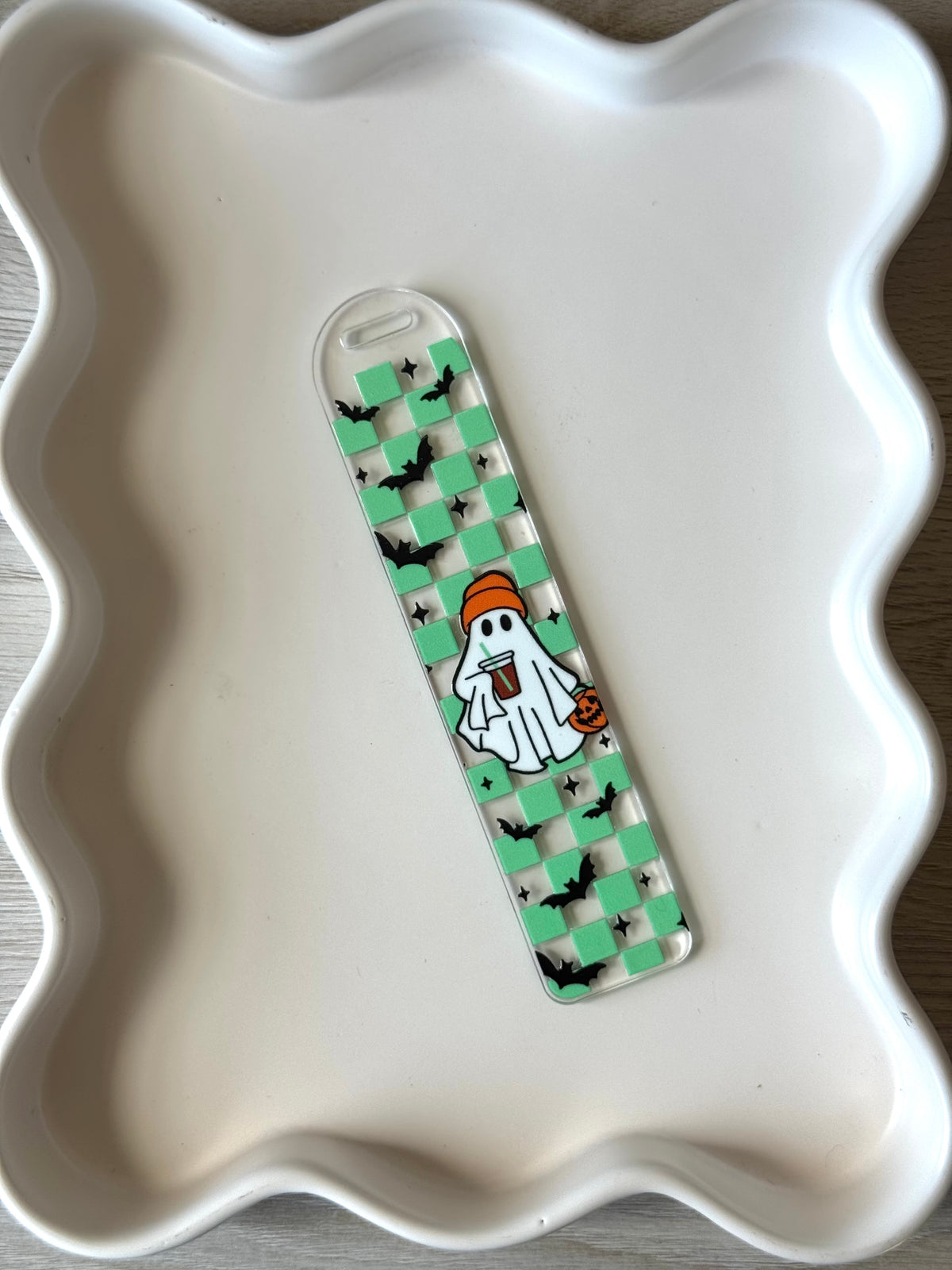 Checkered Fall Ghostie Bookmark